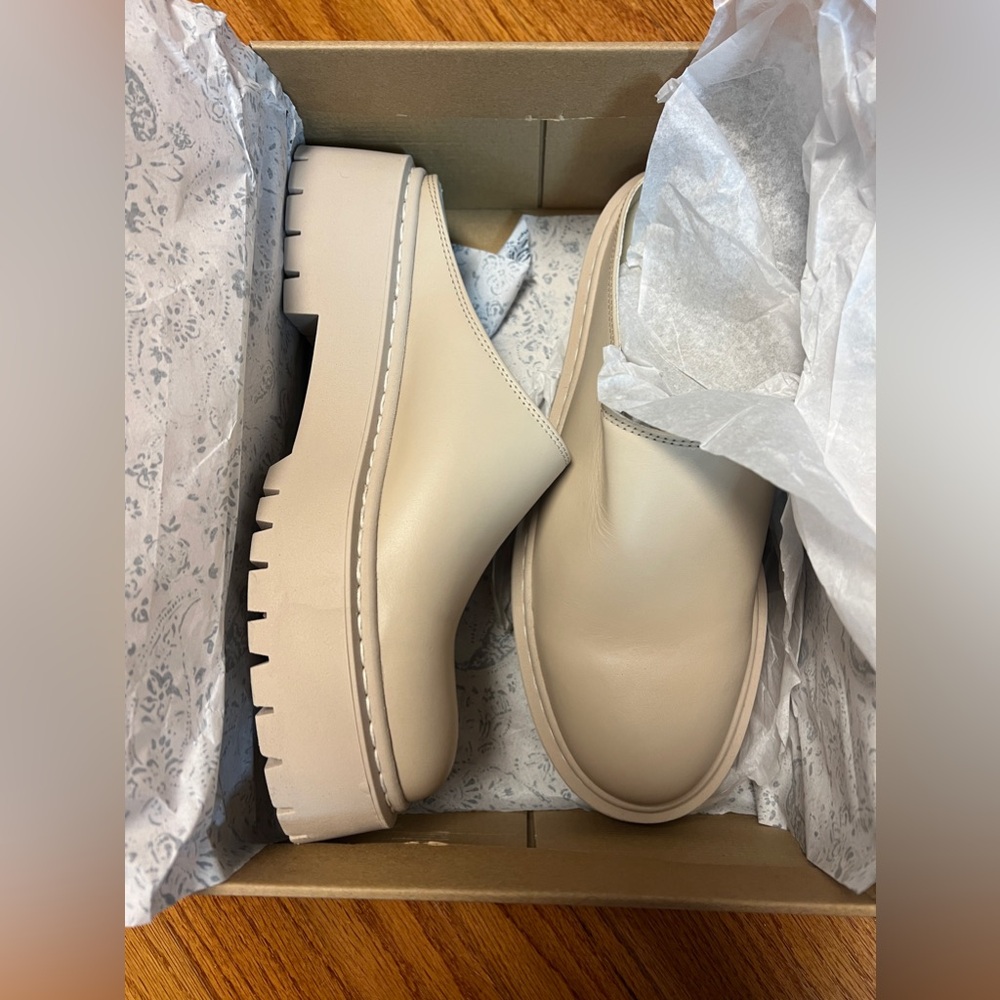 Anthropologie Cream Platform Mule Clogs - Picture 5 of 8